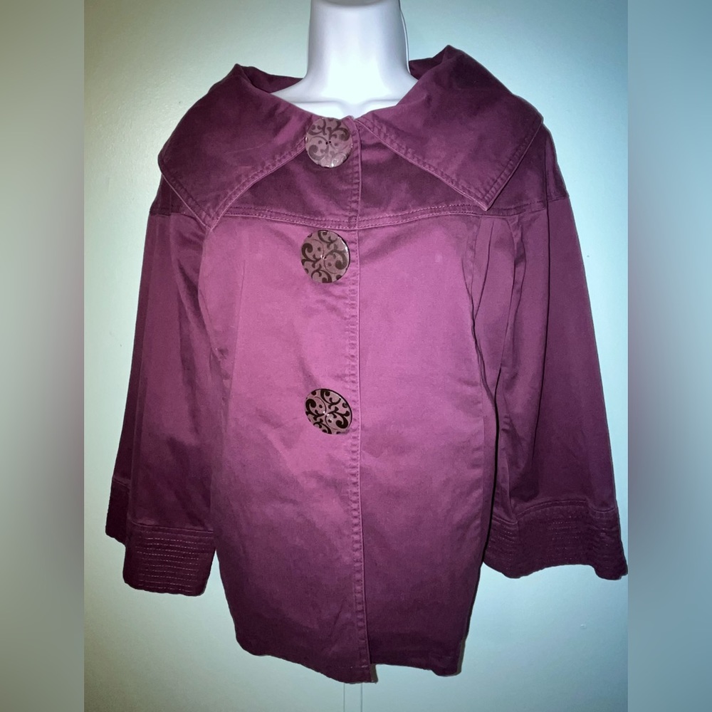 AMI Jacket‎ Purple Big Buttons Hidden Snaps Size Medium